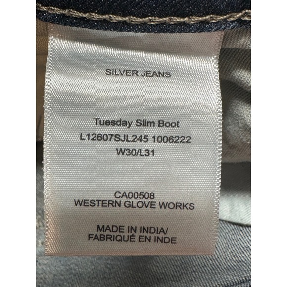 Silver Jeans Co Tuesday Low Rise Slim Boot Indigo Jeans W30 L31(actual 28x29) - Picture 5 of 8